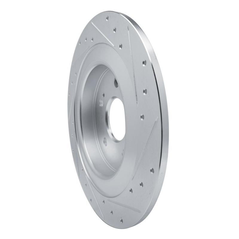 Acura TLX Brake Rotor (1) - Rear Left - R1 Concepts - Drilled & Slotted - Silver - `21-`25